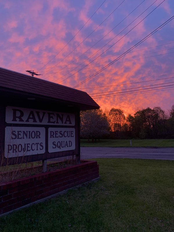 Ravena Rescue Squad station at sunset